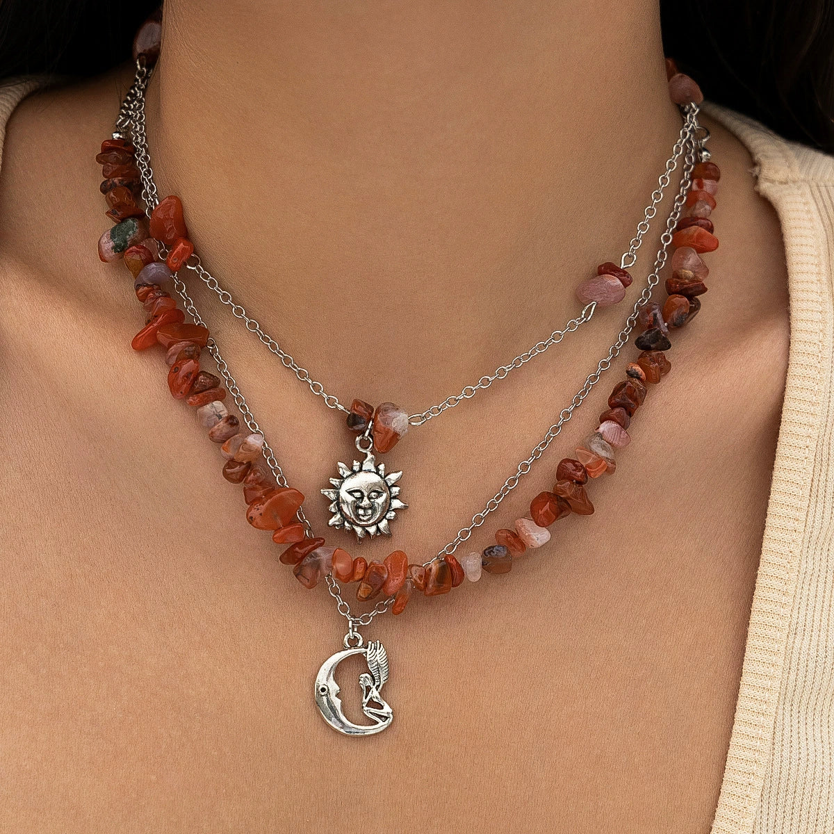 Necklace Alloy Iron Chain Rice Bead Turquoise Animals Zodiac Electroplated - Image 2