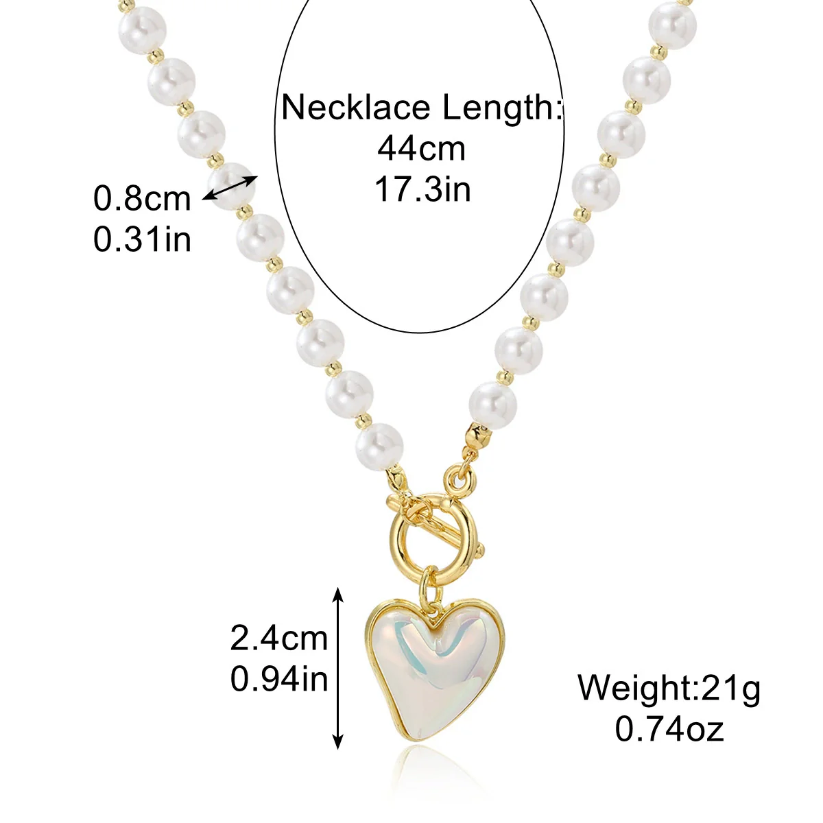 Necklace Alloy Pearl Heartshaped Electroplating Women's - Image 5