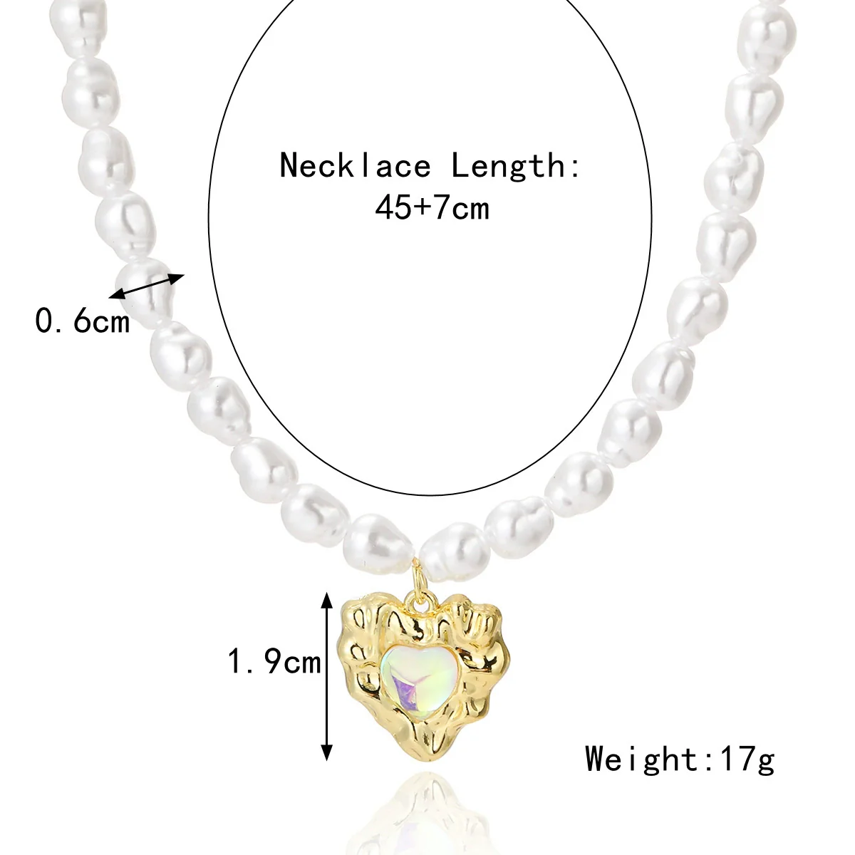 Necklace Alloy Pearl Heartshaped Electroplating Women's - Image 6