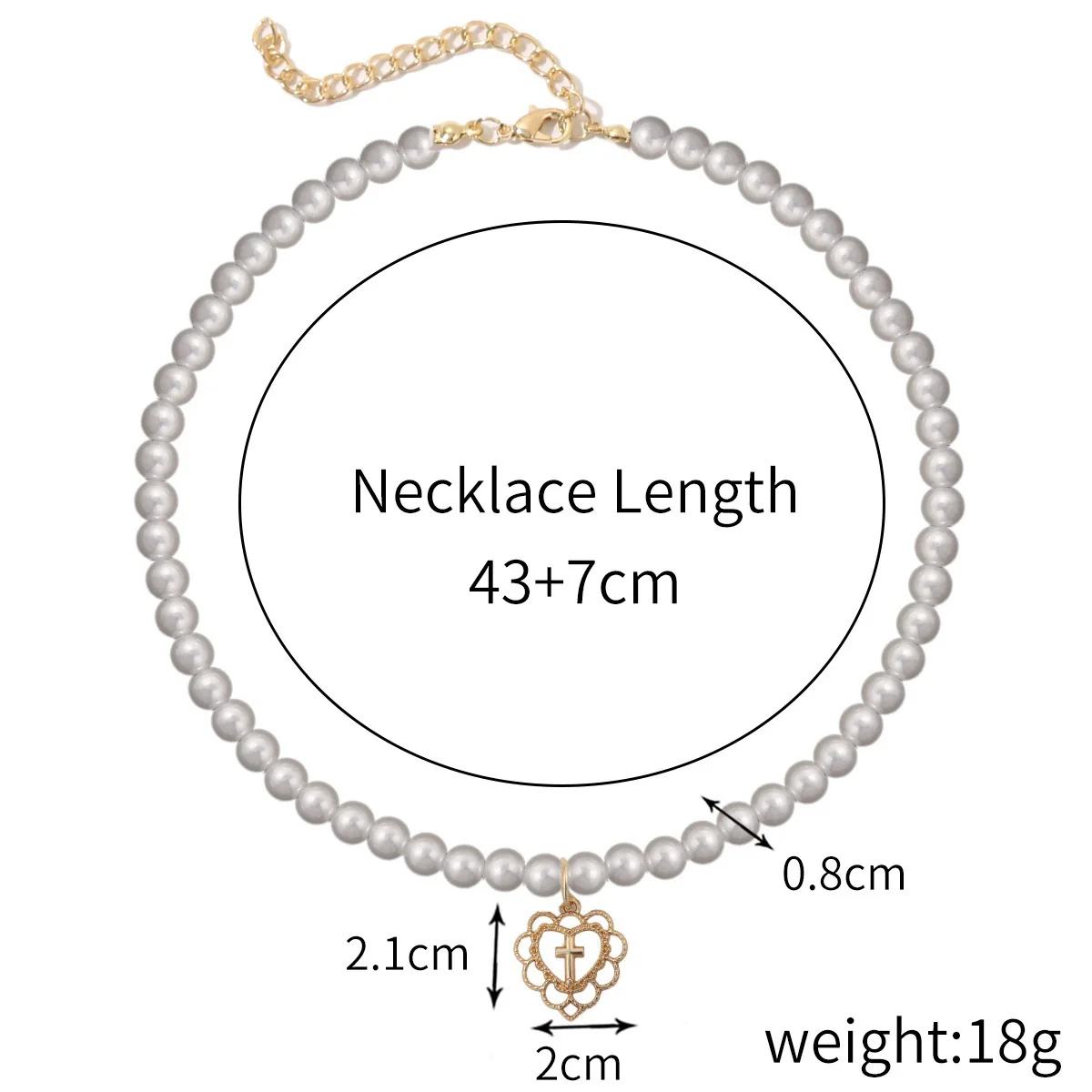 Necklace Alloy Pearl Heartshaped Electroplating Women's - Image 7