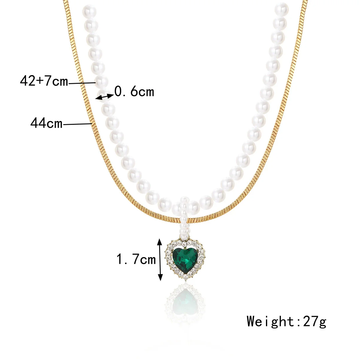 Necklace Alloy Pearl Heartshaped Electroplating Women's - Image 8