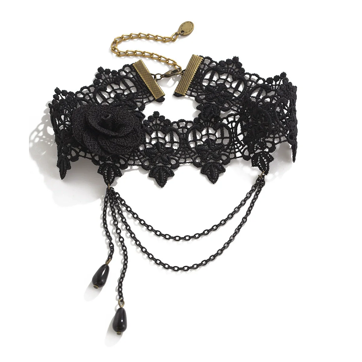Necklace Alloy Pendant Lace Handmade Chain Dark Style Flower Star Pattern Gothic - Image 5