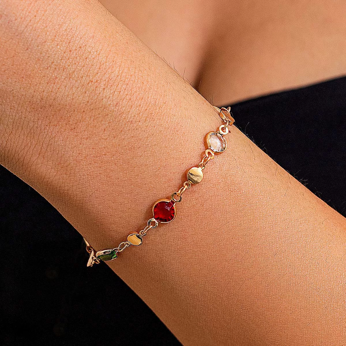 Necklace Artificial Crystal Clavicle Chain Square Peach Heart Geometric Vintage Style - Image 6