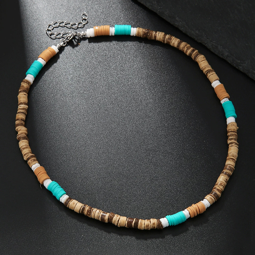 Necklace Coconut Shell Wood Chips Geometric Handmade Unisex Hiphop Allmatch Stainless Steel Irregular Clavicle O Chain - Image 20