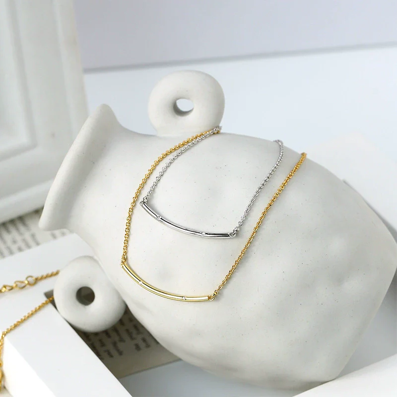 Necklace Copper Gold Plated Geometric Smiley Face Cross Chain - Image 3