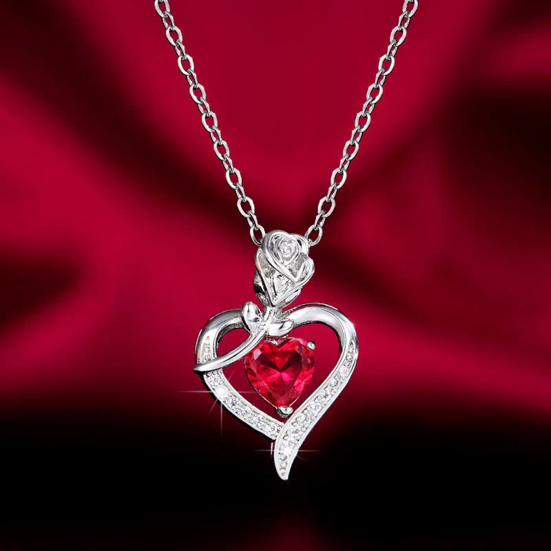 Necklace Copper Heart Style Mixed Gem Inlay Zircon Women's - Image 2