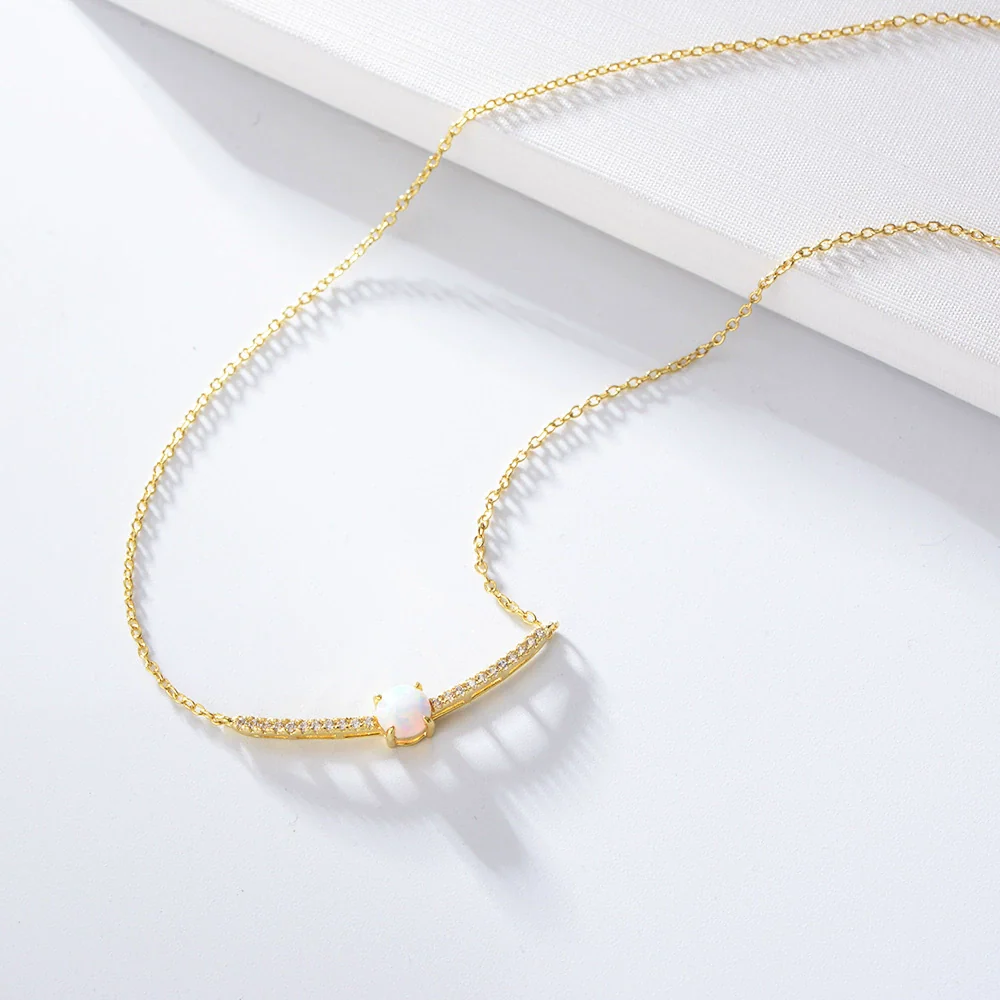 Necklace Copper Microinlaid Zircon Opal Geometric Style For Women - Image 4