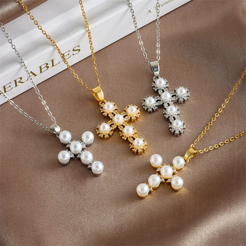Necklace Copper Mixed Gem Inlay Geometric Light Luxury Electroplating Ochain Pendant For Women
