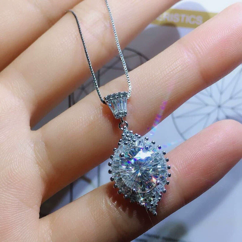 Necklace Copper Mixed Gem Inlay Geometric Retro Elegant Emerald Zircon Box Chain