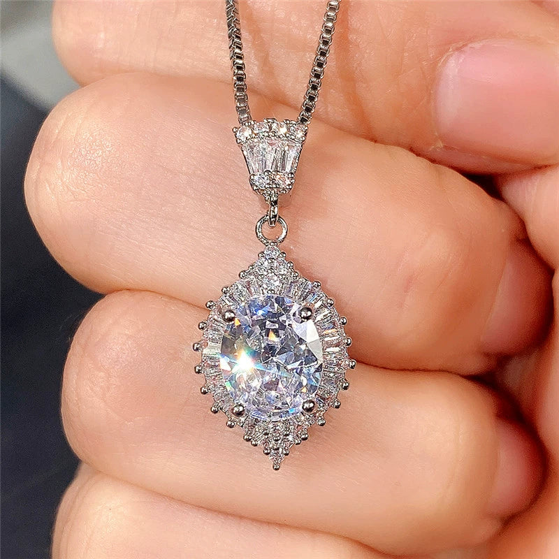 Necklace Copper Mixed Gem Inlay Geometric Retro Elegant Emerald Zircon Box Chain - Image 3