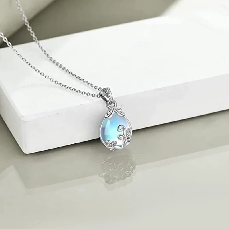 Necklace Copper Mixed Gem Inlay Retro Pattern Vine Flowers Drop Shape Design For Women - Image 4
