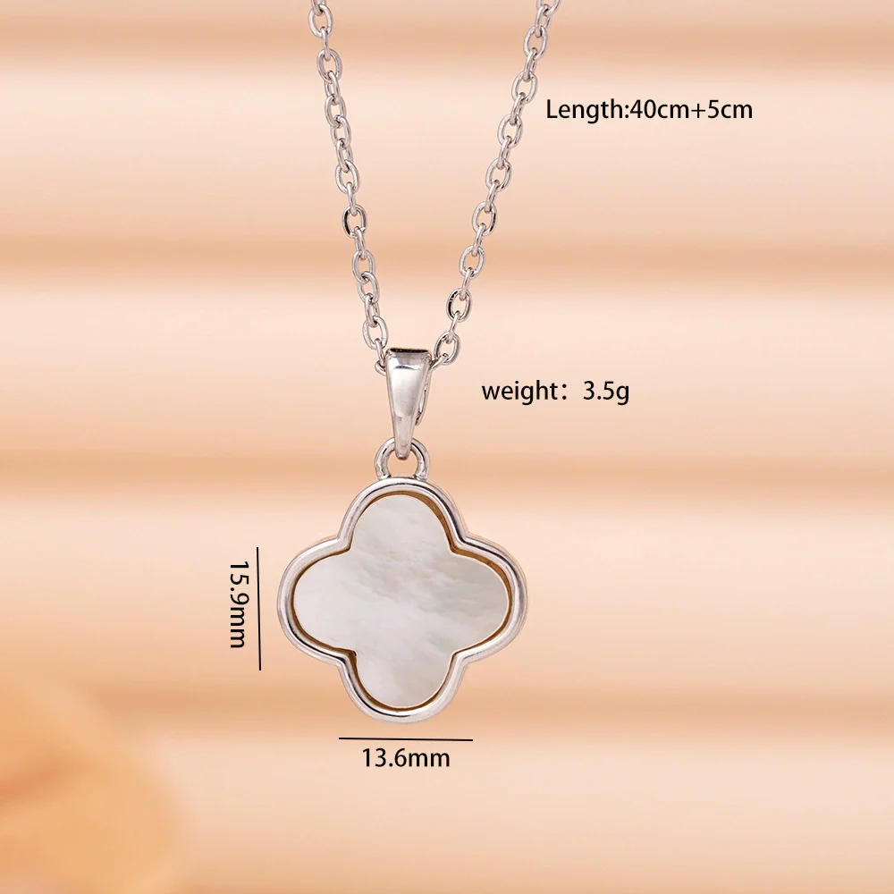 Necklace Copper Mixed Gemstone Inlay Geometric Four Leaf Clover Electroplating For Women - Image 11