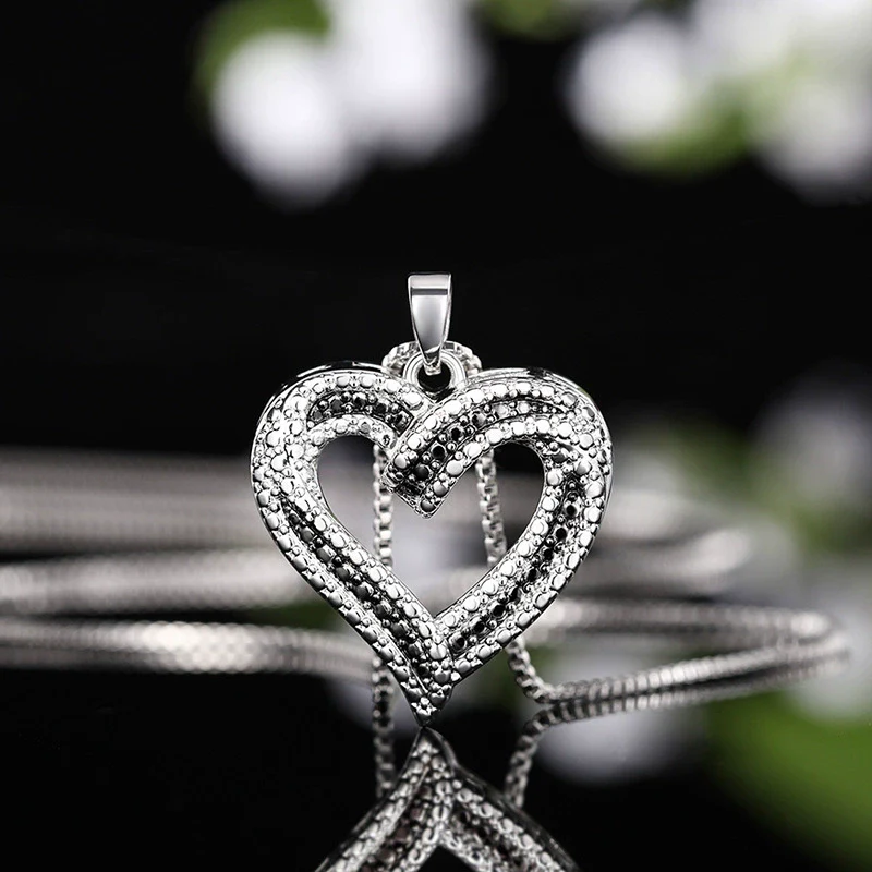 Necklace Copper Mixed Gemstone Inlay Heart Shape Zircon Design For Women - Image 2