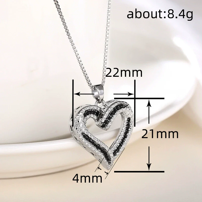 Necklace Copper Mixed Gemstone Inlay Heart Shape Zircon Design For Women - Image 4