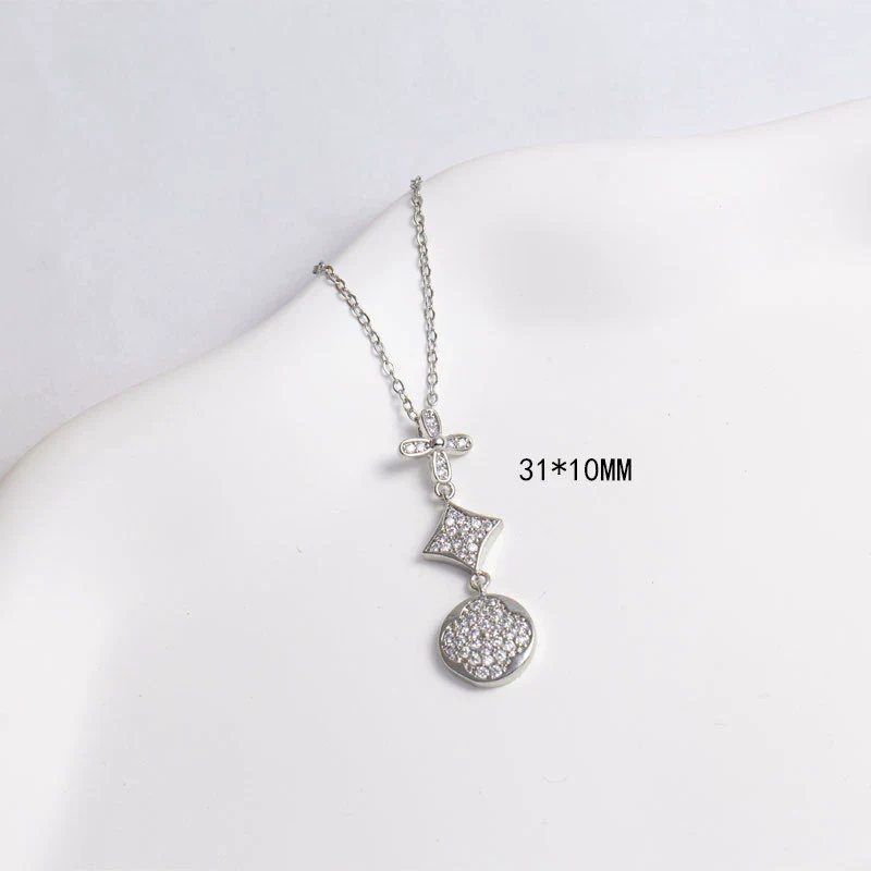 Necklace Copper Mixed Gemstone Setting Electroplating Simple Fashion Pendant O Word Chain Jewelry For Women - Image 12