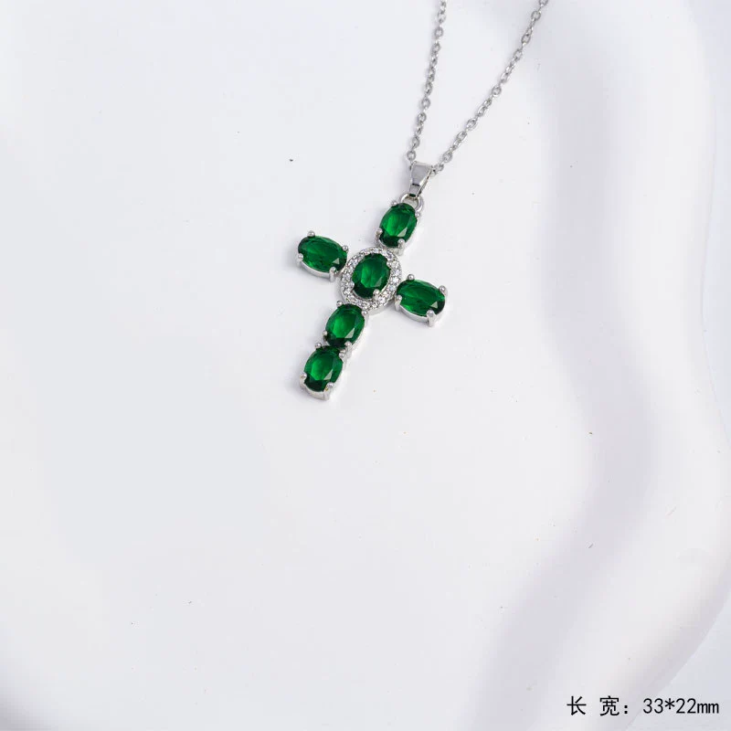 Necklace Copper Titanium Steel Electroplated Mixed Gemstone Pendant Simple O Word Chain Jewelry For Women - Image 9