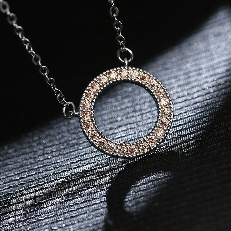 Necklace Crystal Zircon Pendant Snake Bone Chain Copper Geometric Flower Style - Image 2