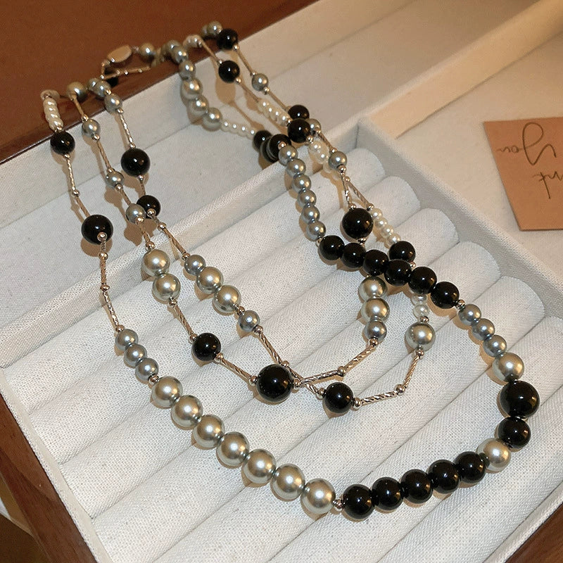 Necklace Fake Pearl Acrylic Geometric Inlaid With Pearls Light Luxury Women's Clavicle Chain - Image 3