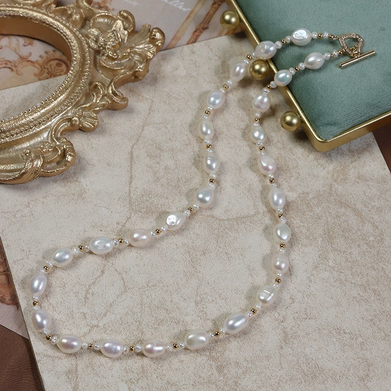 Necklace Freshwater Pearl Copper Alien Shape Baroque Simple Allmatch Light Luxury Design - Image 5