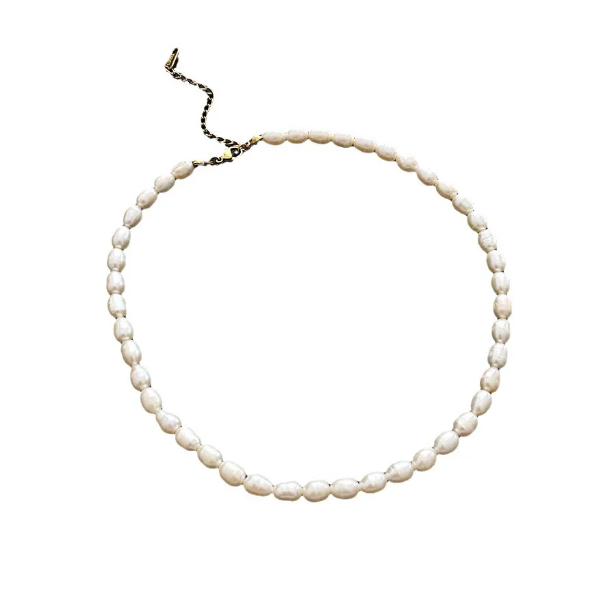 Necklace Freshwater Pearl Titanium Steel Geometric Light Luxury Electroplating Style - Image 5