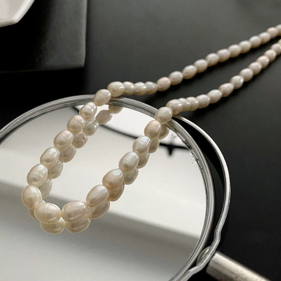 Necklace Freshwater Pearl Titanium Steel Geometric Light Luxury Electroplating Style - Image 6