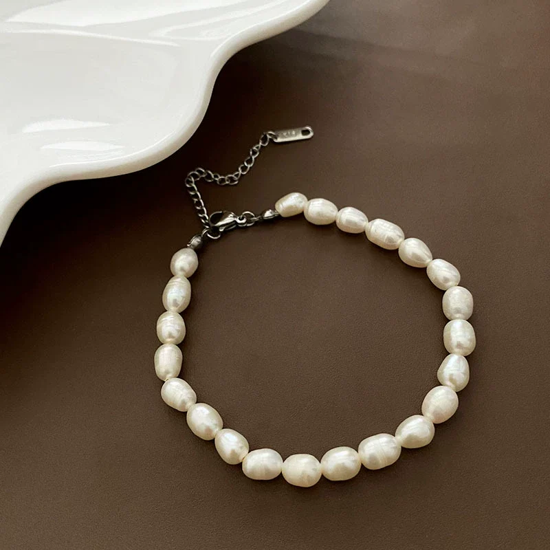 Necklace Freshwater Pearl Titanium Steel Geometric Light Luxury Electroplating Style - Image 7