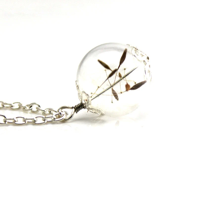 Necklace Glass Mixed Gem Inlay Dandelion Seed Retro Verbal Chain - Image 2