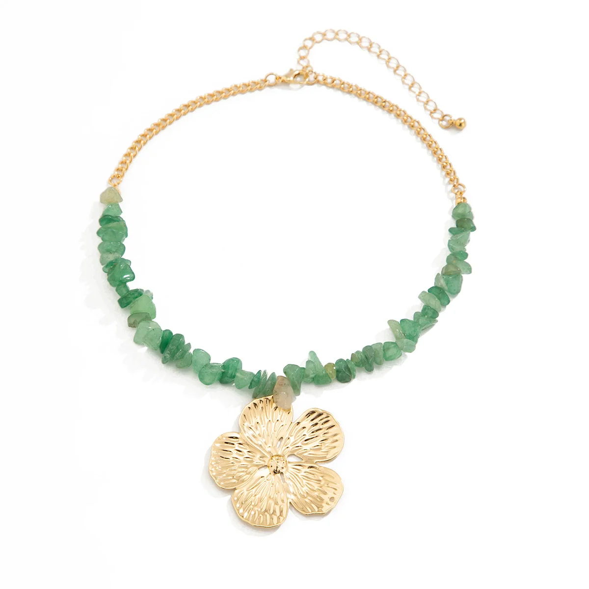 Necklace Gravel Iron Geometric Rhombus Electroplated Retro Flower Clavicle Women's - Image 5