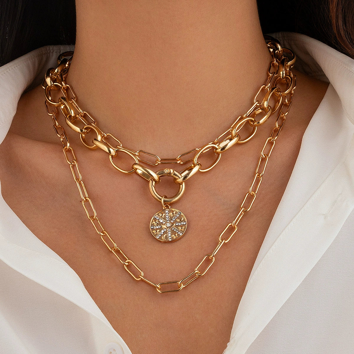 Necklace Hip Hop Style Geometric Alloy Aluminum Iron Chain Electroplating - Image 2