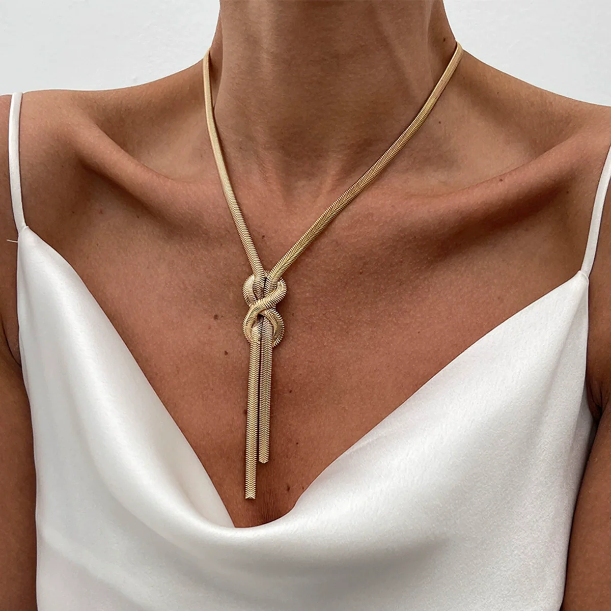 Necklace Hiphop Metallic Snake Bone Chain Geometric Pattern Electroplating Women's - Image 2