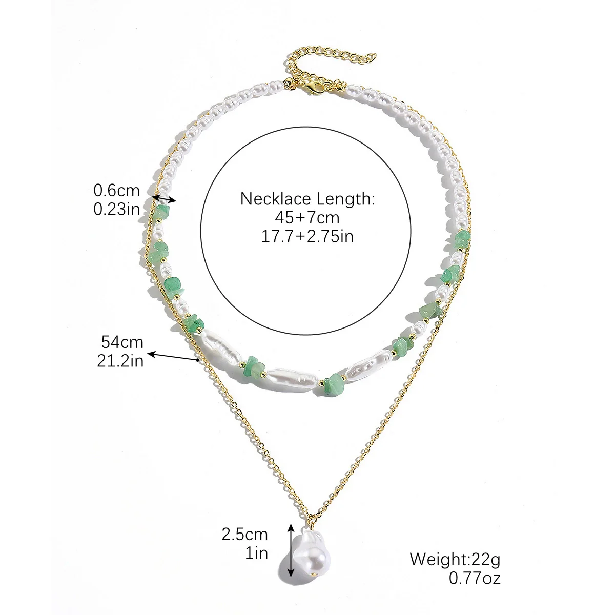 Necklace Imitation Pearl Alloy Geometric Electroplating - Image 6