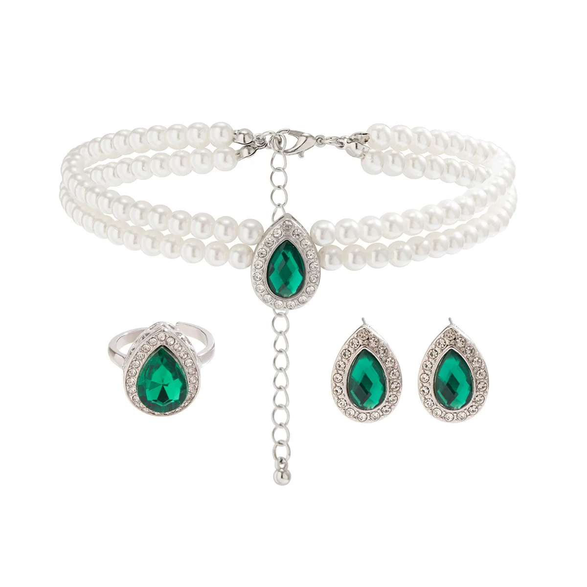 Necklace Imitation Pearl Geometric Rhinestone Handmade For Women - Image 5
