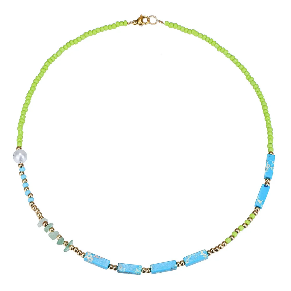 Necklace Imitation Pearl Rice Beads Imperial Stone Geometric Handmade - Image 6