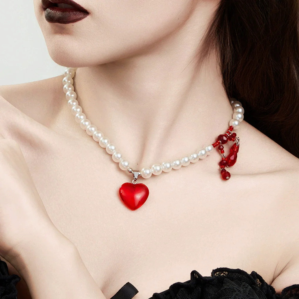 Necklace Imitation Pearls Artificial Crystal Ball Chain Heart Shape Drop Shape Geometric Handmade Sweet Cool - Image 4