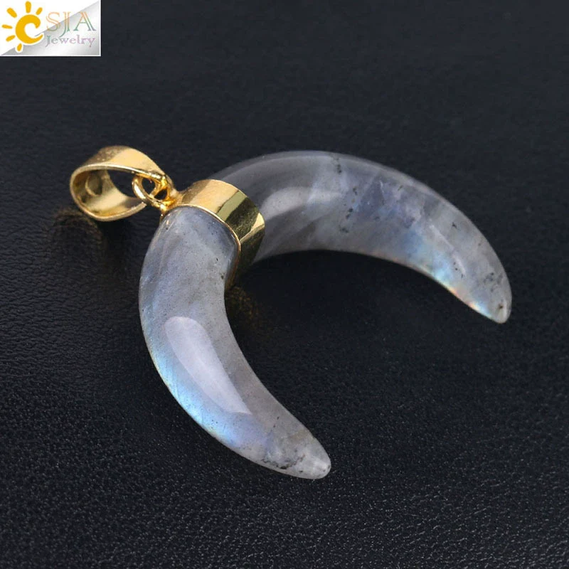 Necklace Jewelry Crystal Semiprecious Stone Moon Pendant Plated Gold Unisex Minimalist Natural Stone Copper Accessories - Image 12