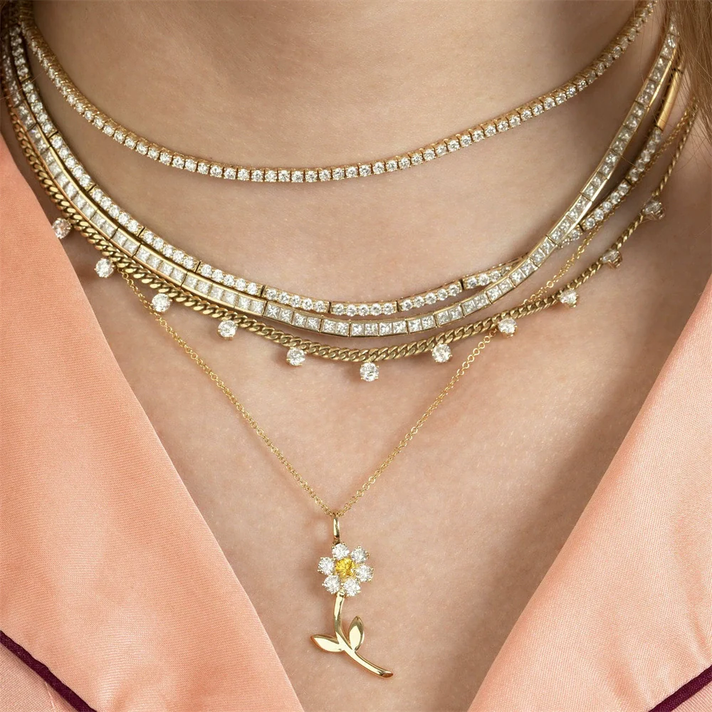 Necklace Jewelry Cute Flower Copper Mixed Gemstone Inlaid Zirconia Female Niche Creative - Image 2