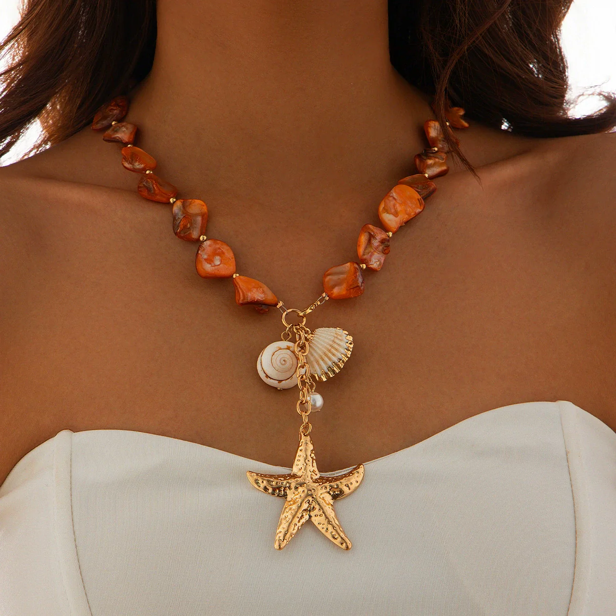 Necklace Jewelry Zinc Alloy Geometric Star Electroplated Shell Starfish Vacation Style Women's - Image 7