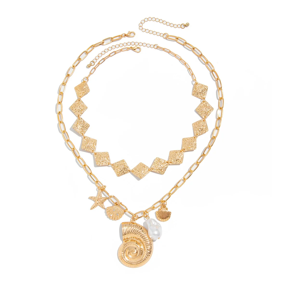 Necklace Metal Alloy Imitation Pearl Iron Sheet Animal Zodiac Geometric Starfish Scallop Shell Conch Electroplating - Image 5