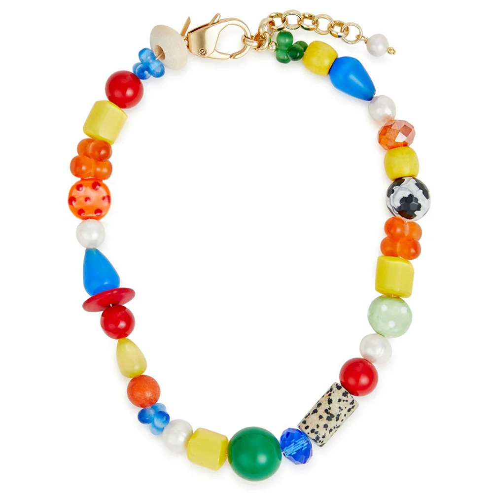 Necklace Natural Pearl Mixed Gemstone Setting Geometric Metal Electroplating Women's