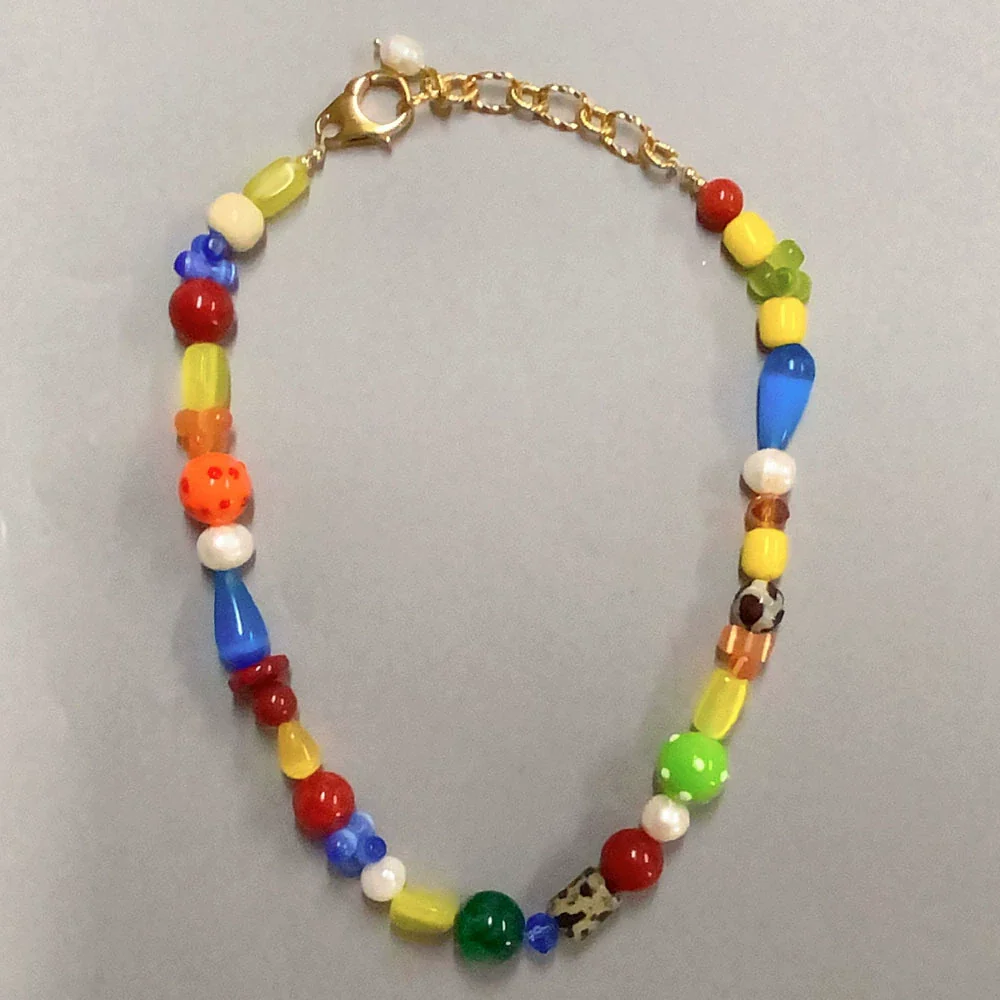 Necklace Natural Pearl Mixed Gemstone Setting Geometric Metal Electroplating Women's - Image 2