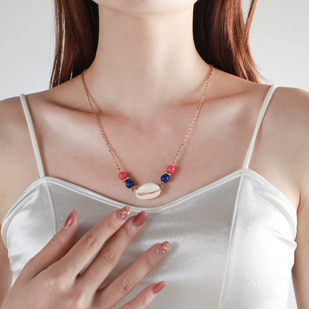 Necklace Pearl Titanium Steel Drop Shape Flower Design For Women - Image 15