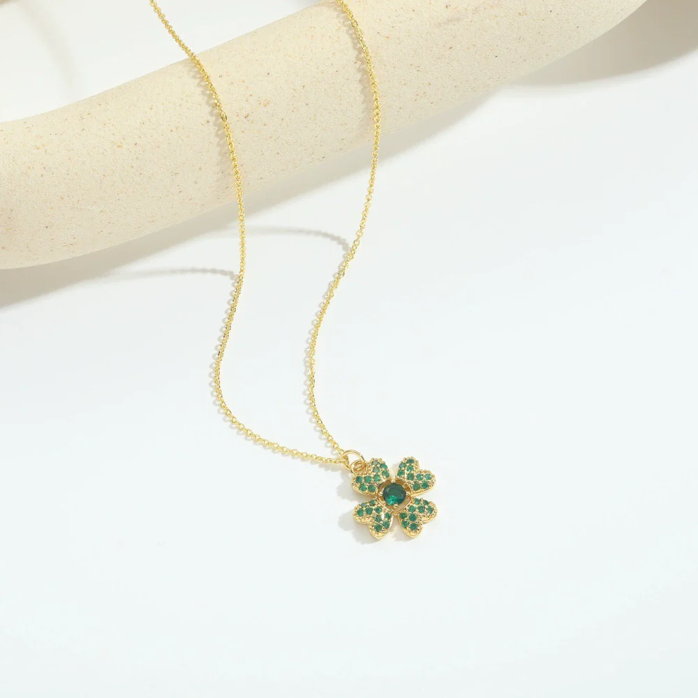 Necklace Pendant Clavicle Chain Women Simple Style Copper Electroplating Fourleaf Clover Star Design - Image 4