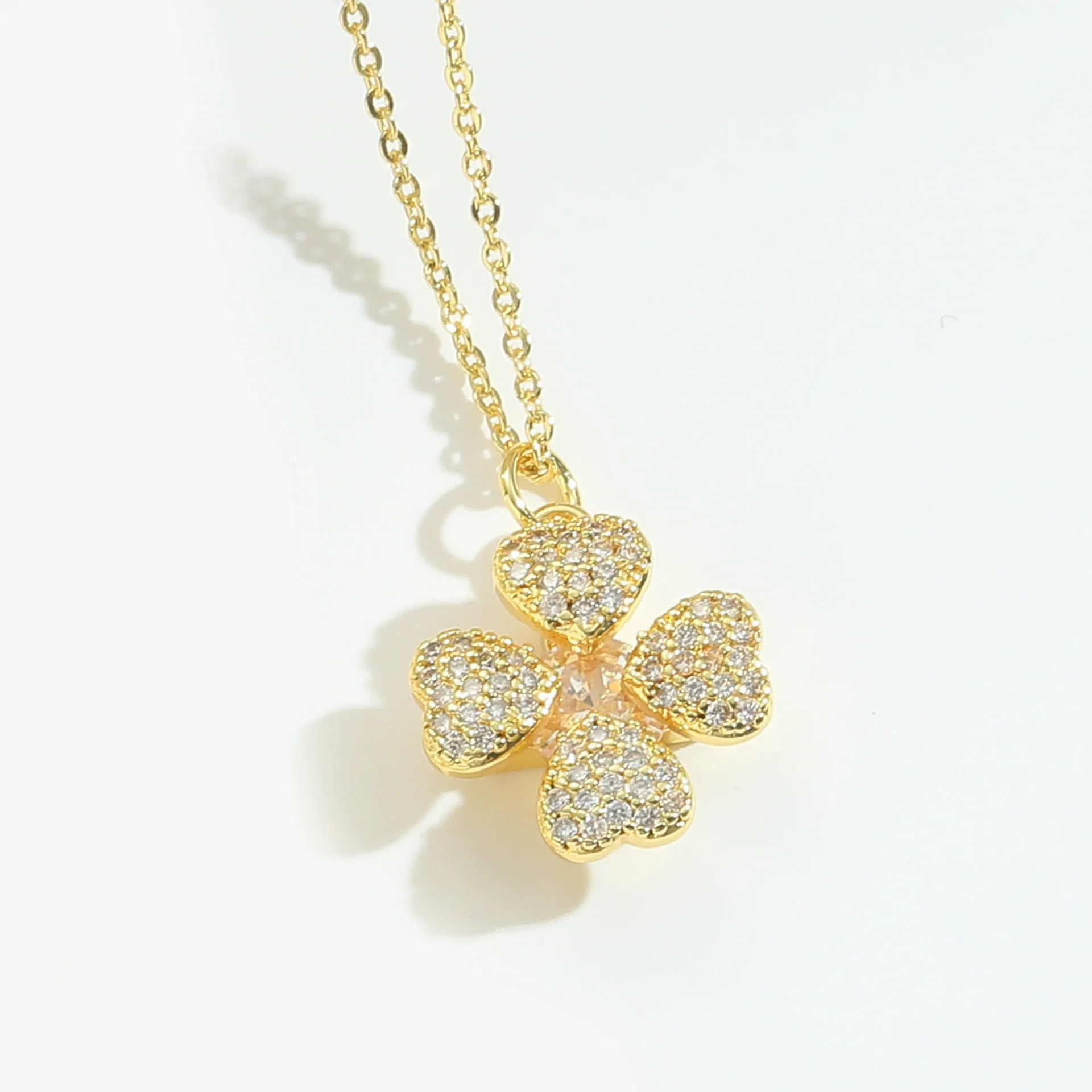Necklace Pendant Clavicle Chain Women Simple Style Copper Electroplating Fourleaf Clover Star Design - Image 7