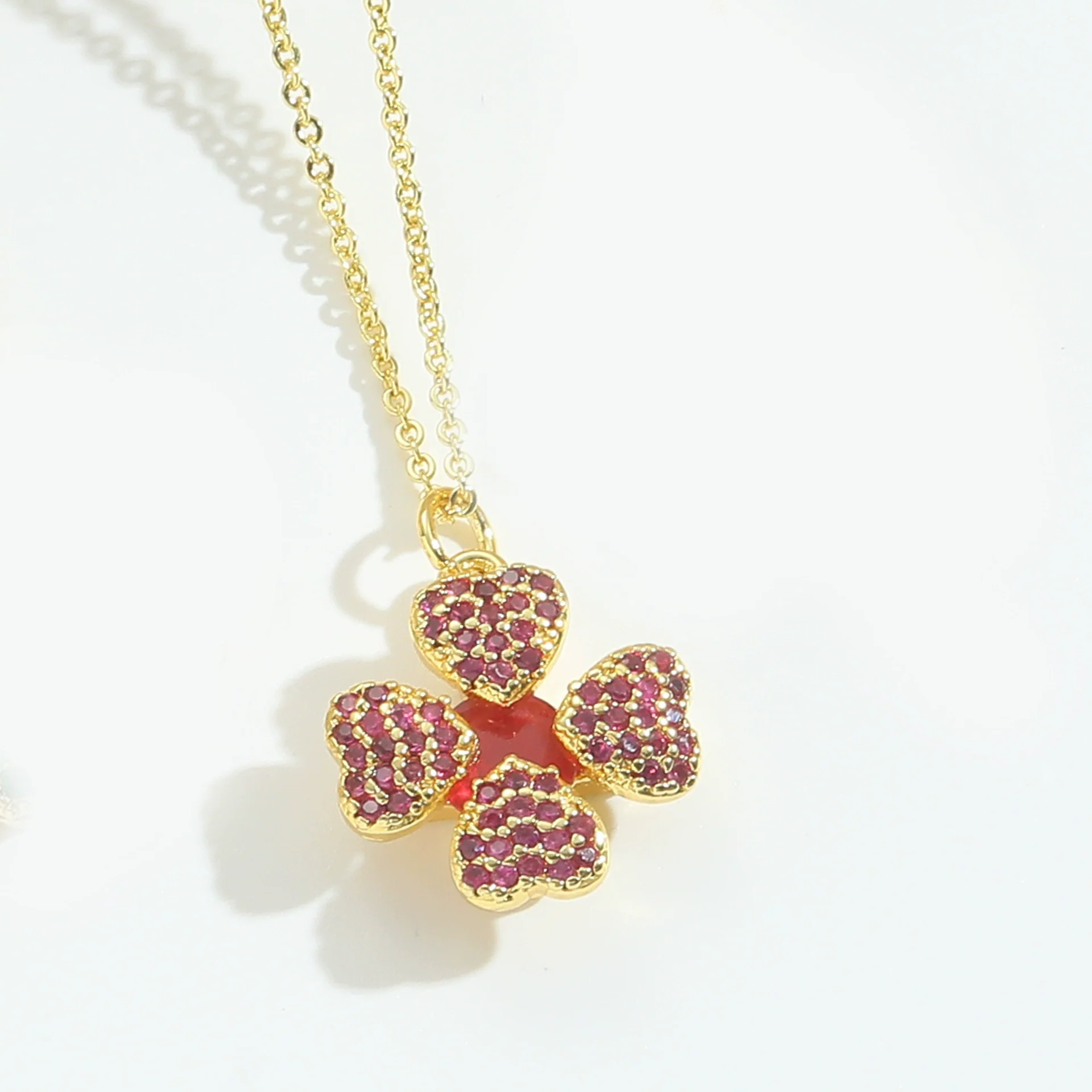 Necklace Pendant Clavicle Chain Women Simple Style Copper Electroplating Fourleaf Clover Star Design - Image 8