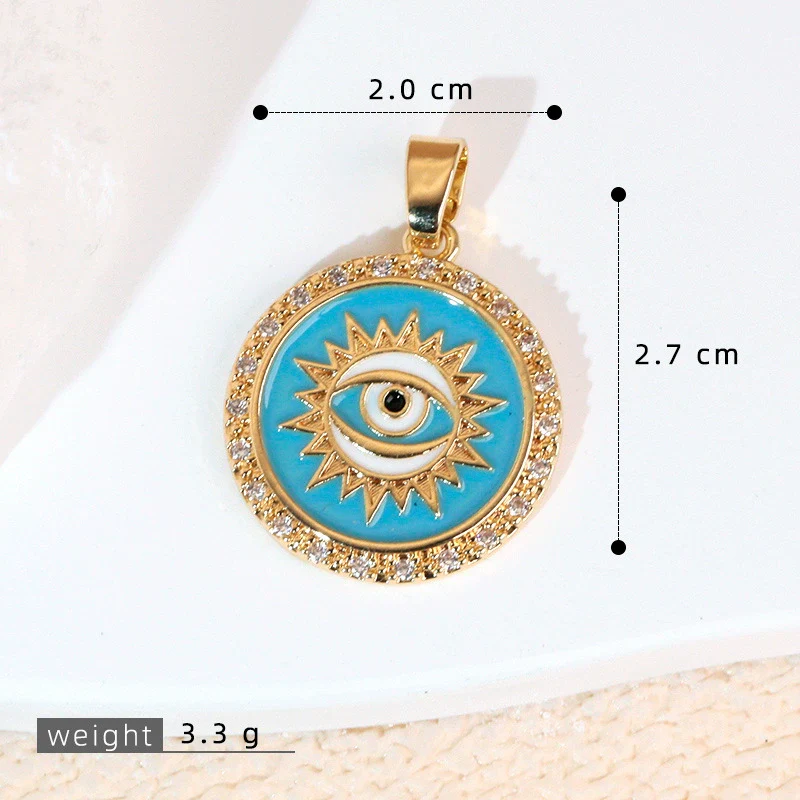 Necklace Pendant Copper Plated 18K Gold With Devil's Eye Cartoon Characters Zircon Diy Jewelry Accessories - Image 10