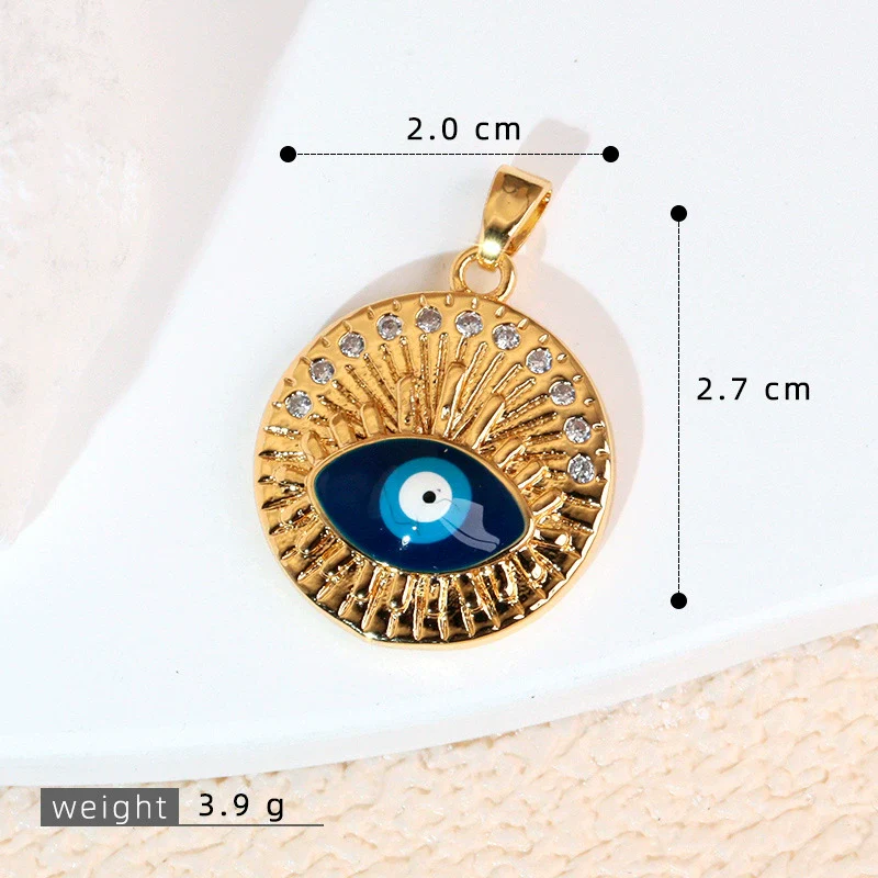Necklace Pendant Copper Plated 18K Gold With Devil's Eye Cartoon Characters Zircon Diy Jewelry Accessories - Image 12