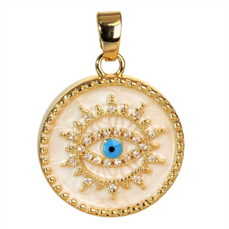 Necklace Pendant Copper Plated 18K Gold With Devil's Eye Cartoon Characters Zircon Diy Jewelry Accessories - Image 5