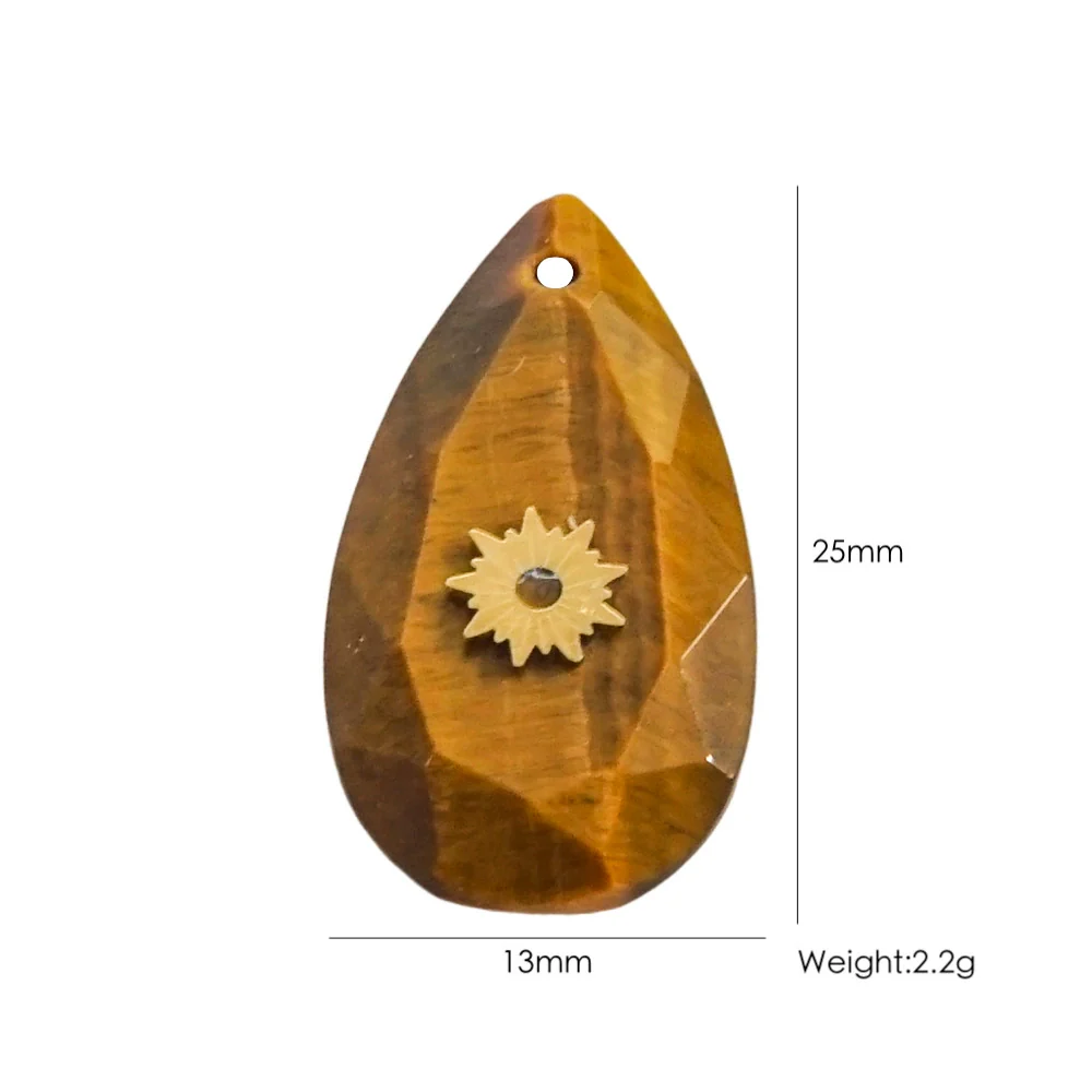 Necklace Pendant Jewelry Accessories Stainless Steel Natural Stone Inlay Hand Cut Water Drops Style - Image 7
