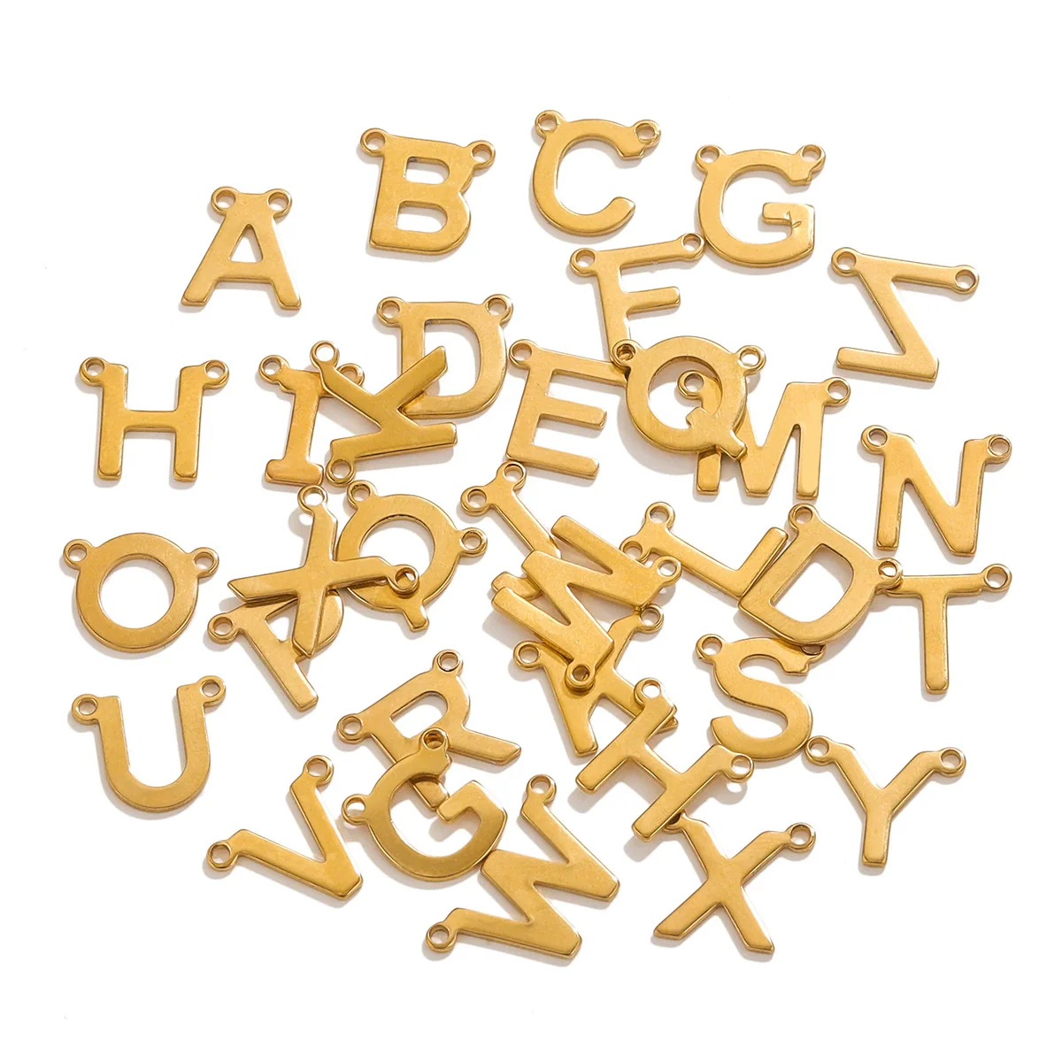 Necklace Pendant Stainless Steel 18K Gold Plated Electroplated Mini Letter Double Hole Jewelry Accessories