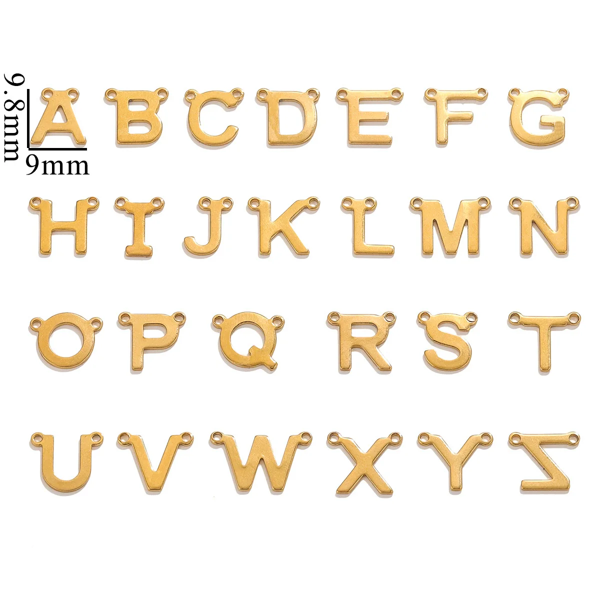 Necklace Pendant Stainless Steel 18K Gold Plated Electroplated Mini Letter Double Hole Jewelry Accessories - Image 2